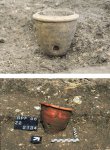 <strong>Pots en terre cuite servant à la transplantation d’arbustes, découverts dans le jardin de la villa de Richebourg.</strong>