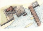 Après avoir fouillé le port antique des Mureaux (IIe s. ap. J.-C.) et étudié tous les vestiges, l'archéologue en a dessiné une reconstitution.